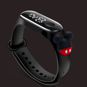 Jam Tangan Anak LED Digital display Elektronik Motif karakter kartun Lucu Murah-Micky Hitam