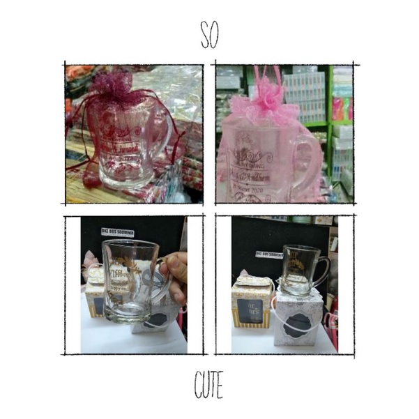 SOUVENIR GELAS BENING CANGKIR / CANGKIR KOPI / GELAS MUG GAGANG TANGAN CETAK CUSTOM KEMAS BOX SOUVEN