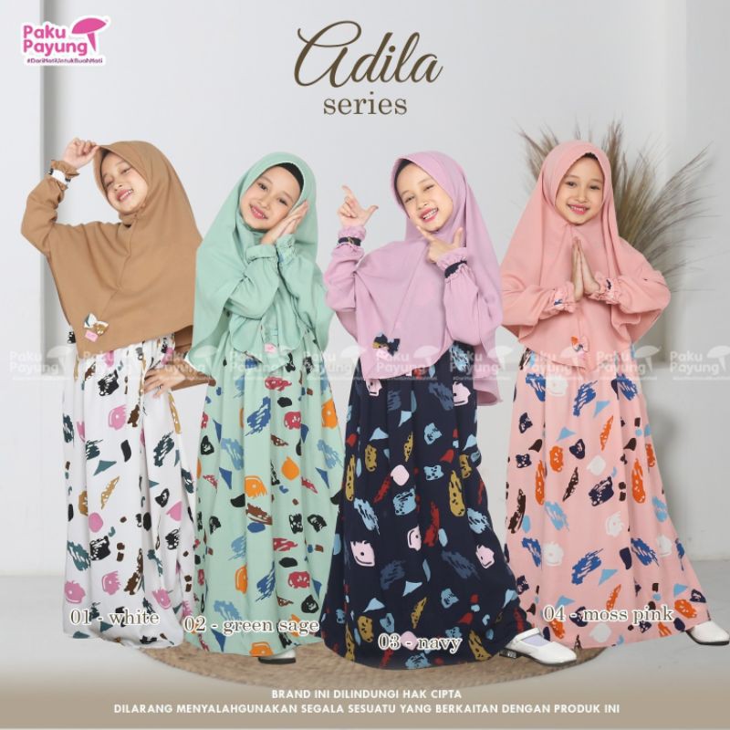 Paku Payung-Gamis anak 1-8 tahun, Gamis Adila, Gamis warna putih