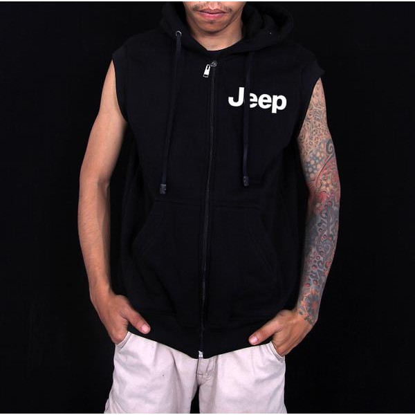 rompi zipper hoodie jeep hitam