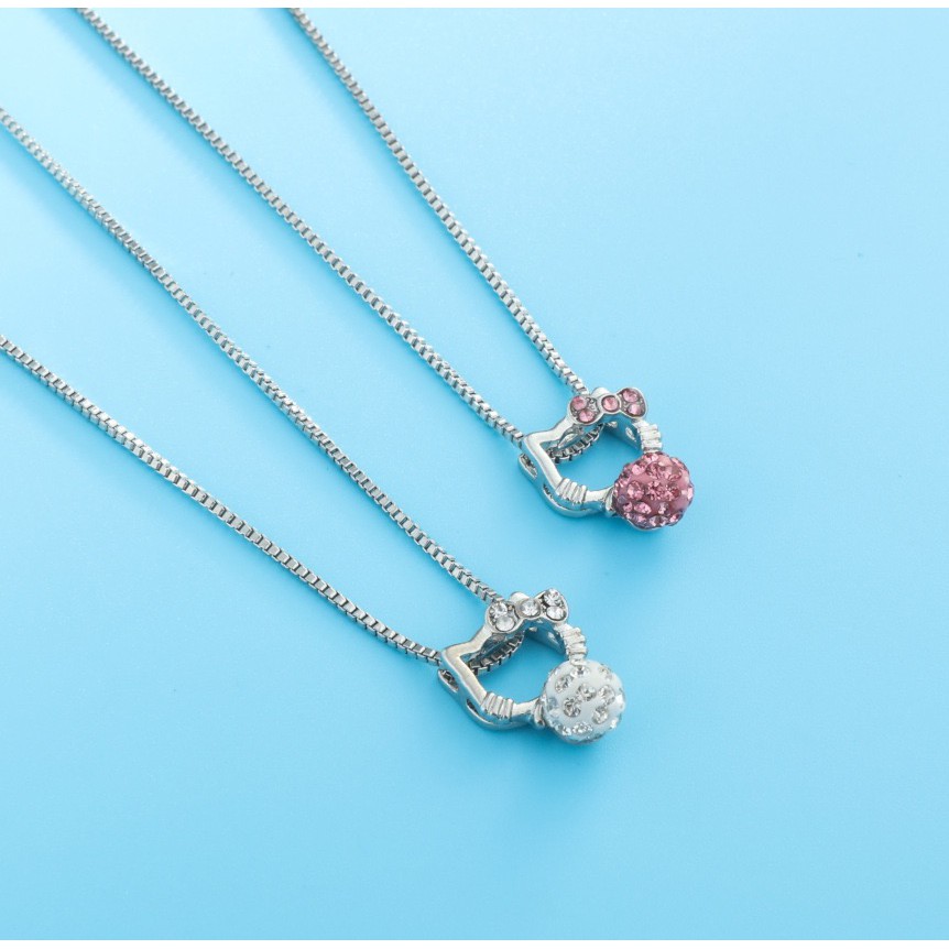 Kalung Hello Kitty Stainless Crystal Diamond / Titanium Jewelry / Perhiasan Wanita