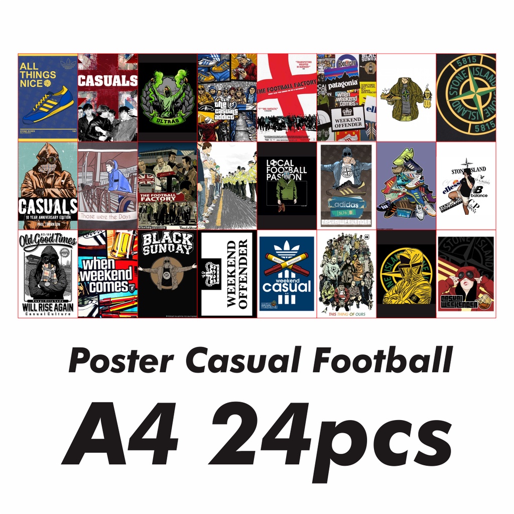 Poster Casual Football A4 24pcs Poster Aesthetic Poster Dinding Aesthetic Poster Kamar