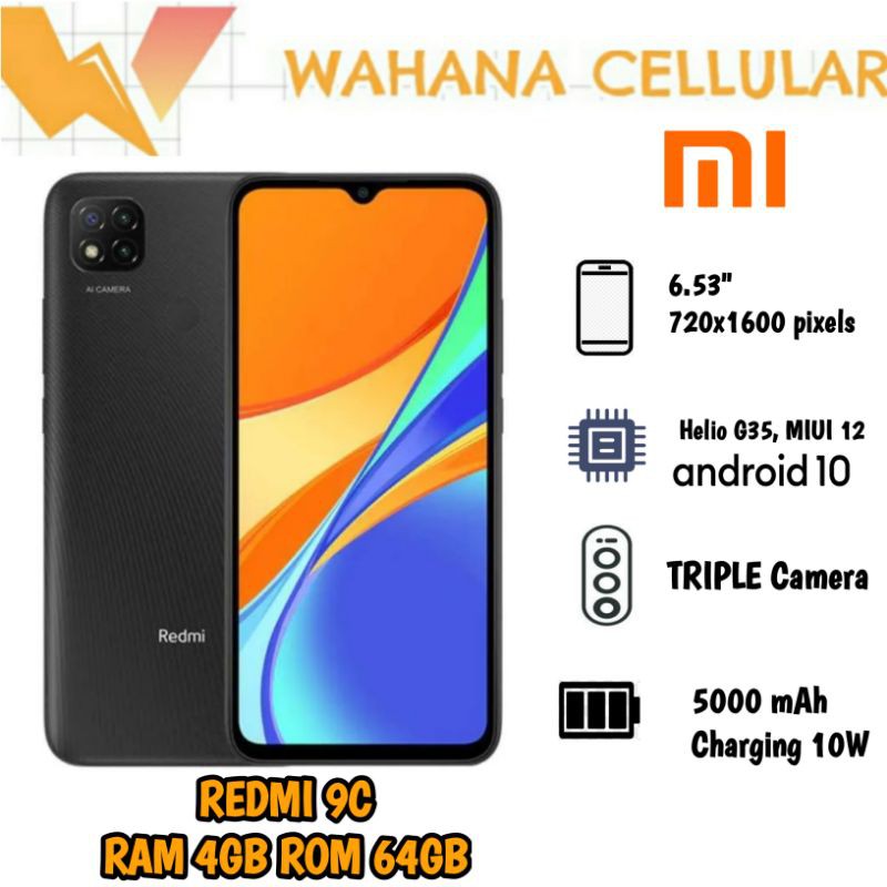 HP XIAOMI REDMI 9C RAM 4/64 GB GARANSI RESMI - REDMI 9 C RAM 4GB ROM 64GB GARANSI TAM