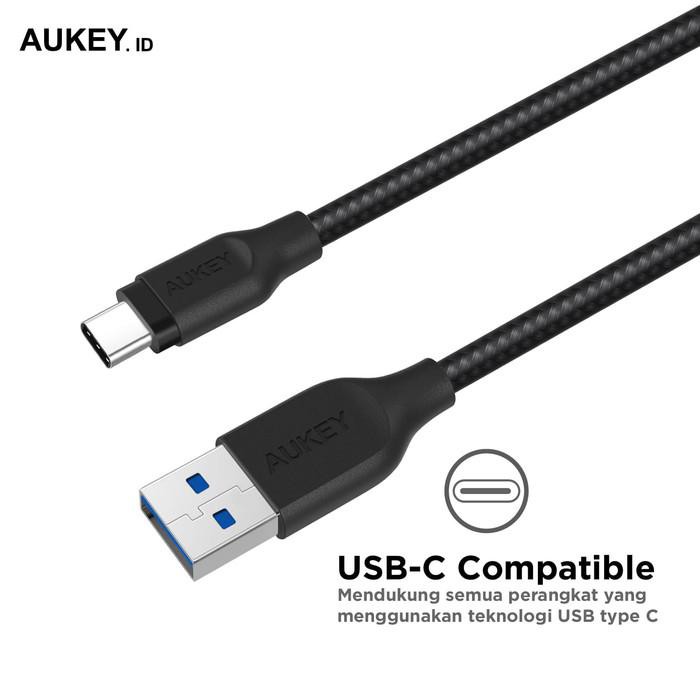 Aukey Cable 2M USB to Type C Braided Nylon Black - SKU : 500281