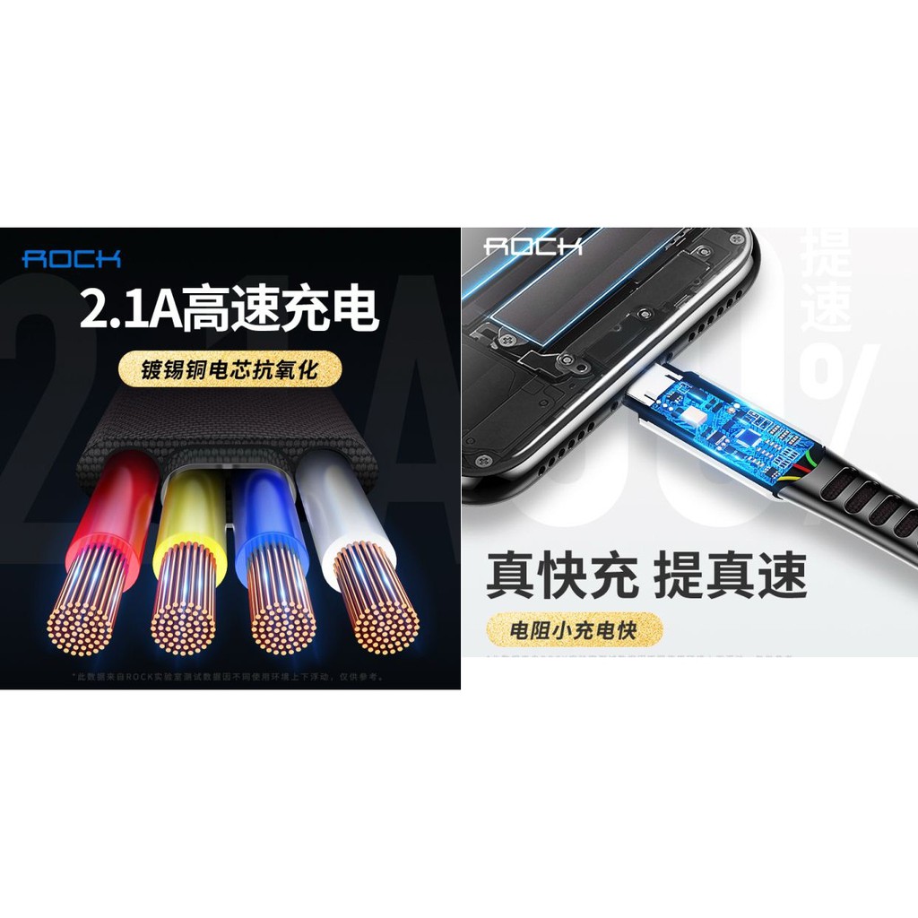 Kabel Data Fast Charging Lightning ROCK M8 Zn-alloy Charge and Sync Cable Fast Charging