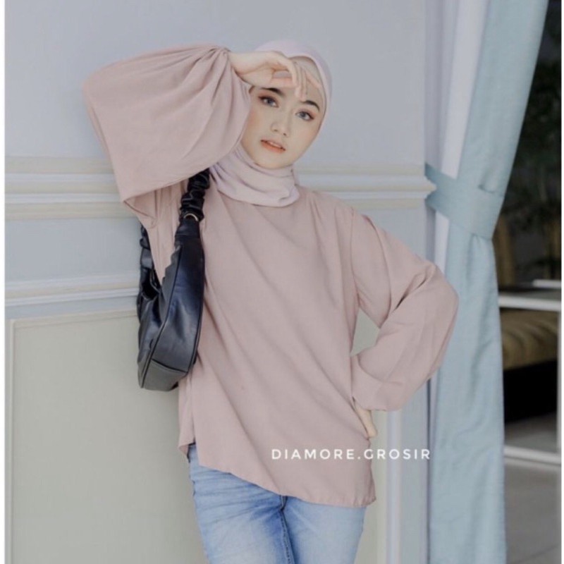 Jihan blouse lengan balon viral / blouse wanita