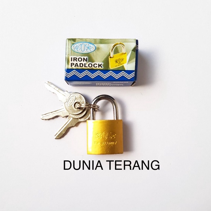 Gembok Besi CAT KUNING VION 20mm kotakan - Gembok Koper Tas Pintu Laci Lemari  Kuning Kecil Mini 20mm -  Yellow Iron Padlock 20mm