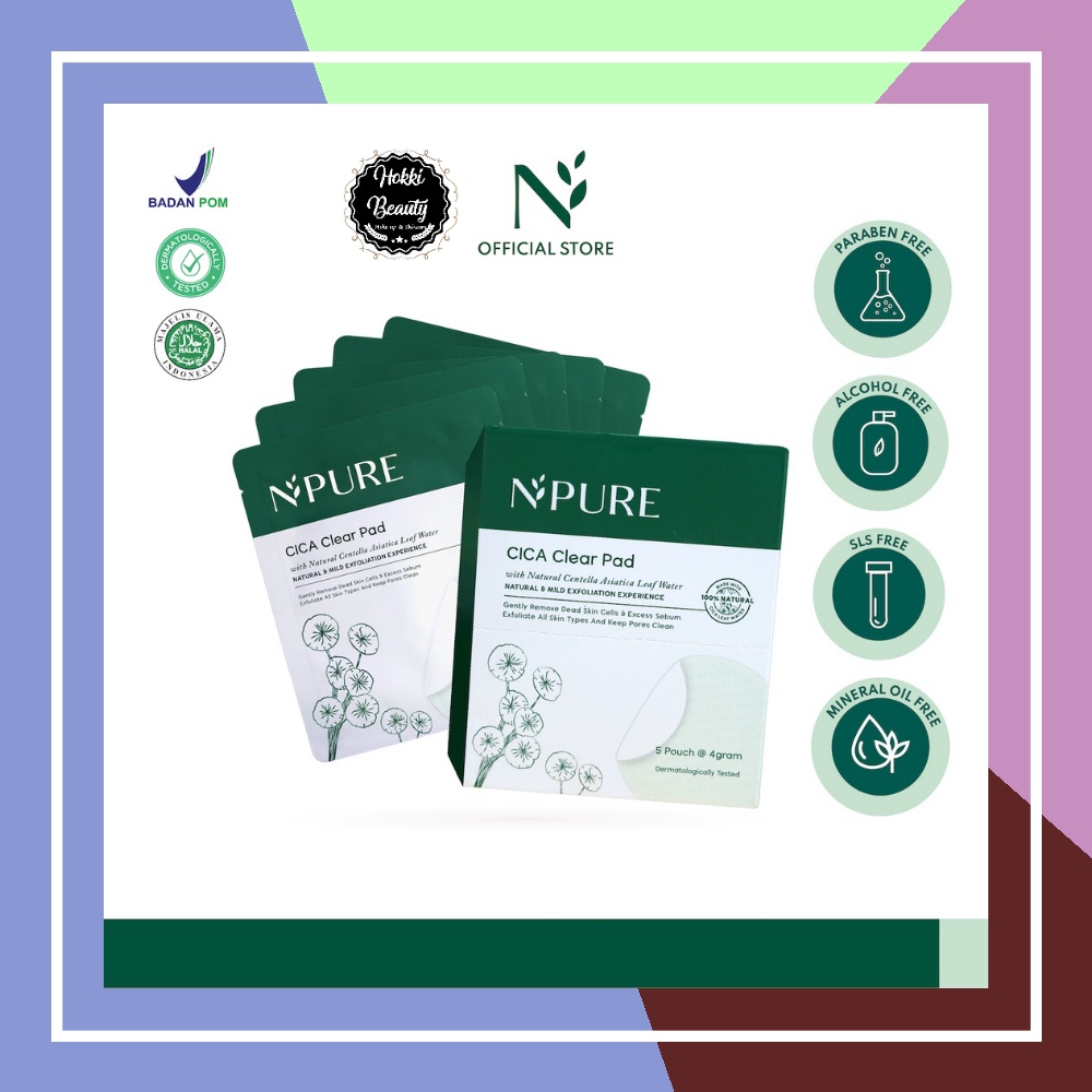 NPURE Acne Clear Pad Cica Sachet / Kapas Eksfoliasi Kulit Jerawat Isi 5 / Anti Acne Exfoliating Pad