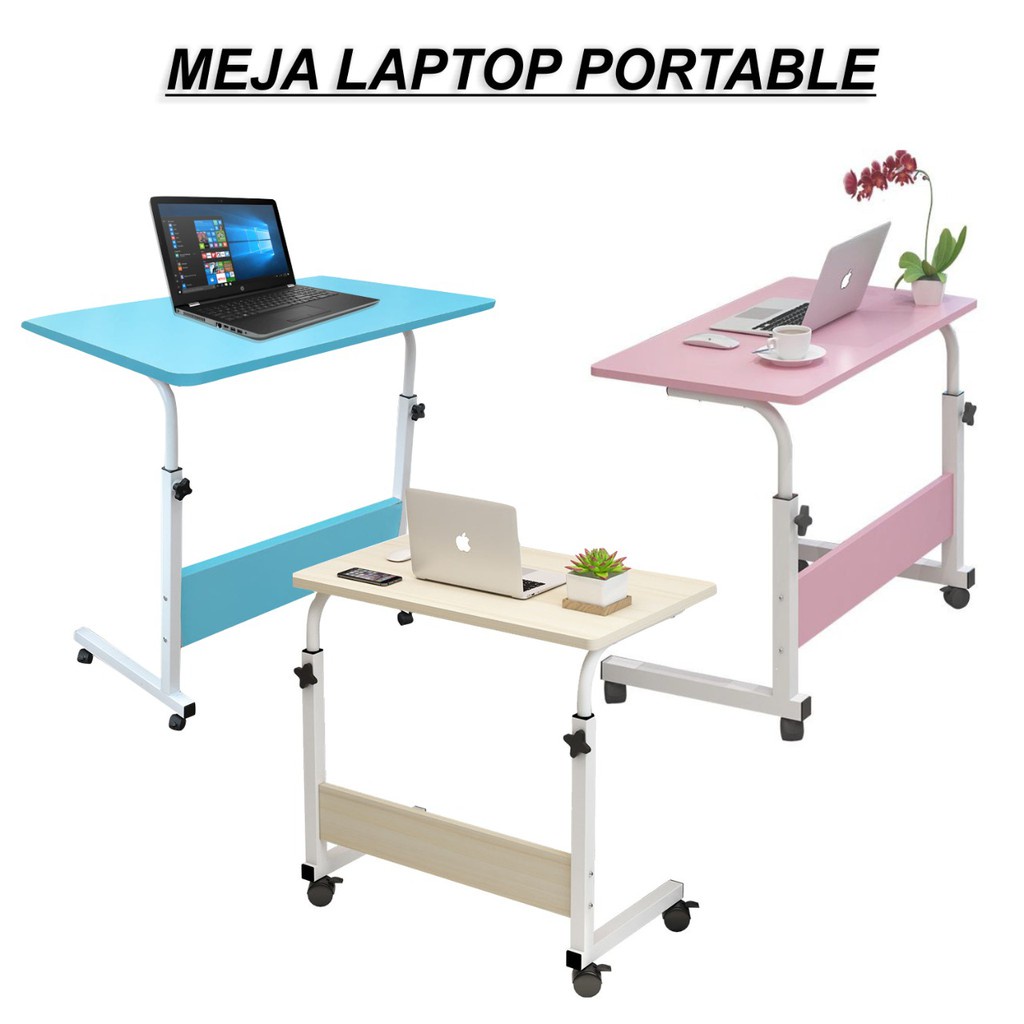 Meja Laptop Roda Meja Serbaguna Meja Meja Kantor Meja Makan meja belajar Tinggi Bisa Di Setting BISA COD