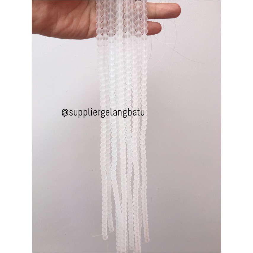 Batu Kuarsa Bening Matte Clear Quartz Gelang Kalung Doft 6mm Putih Terapi Doff Kesehatan Natural