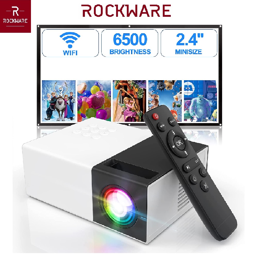 AKN88 - ROCKWARE FS300 - Mini WiFi Projector 60 ANSI  YG300 Upgraded Version