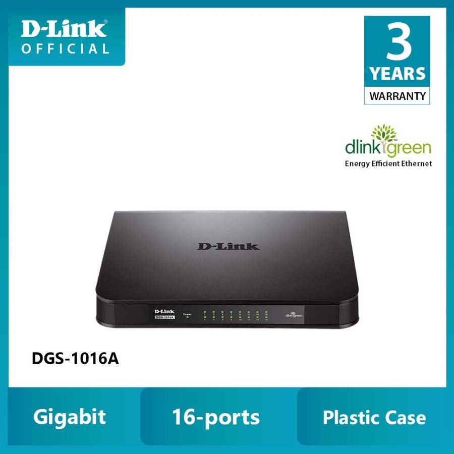 Desktop Switch Hub 16 Port Gigabit D-Link DLink DGS1016A DGS-1016A