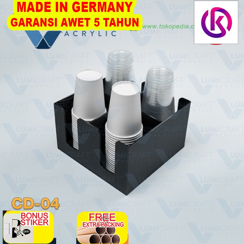 

Grosir Cup Dispenser Acrylic / Cup Holder Akrilik isi 4 QUAD SLOT | CD-04