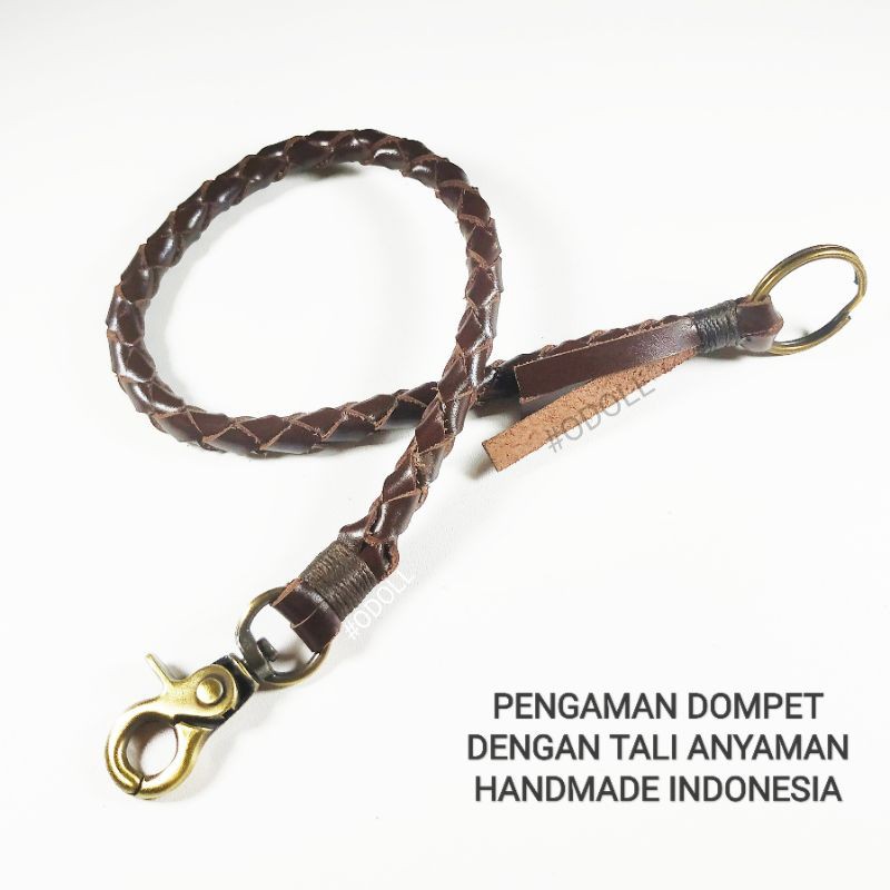 Tali Dompet Kulit Anyaman Handmade Untuk Bikers - Pengaman Dompet Kulit Asli