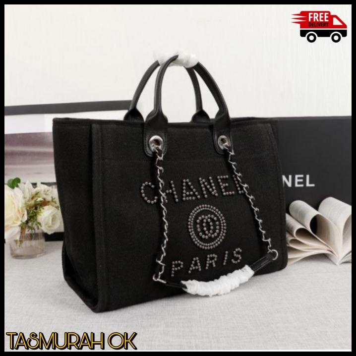 Tas Tote Bag Chanel Wanita Import Kanvas Premium Tas Mudik Baju Besar