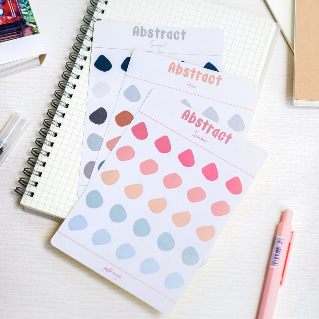 

Sticker Memopad Stiker abstract dots square colorful Journal Scrapbook Dekorasi Dekor
