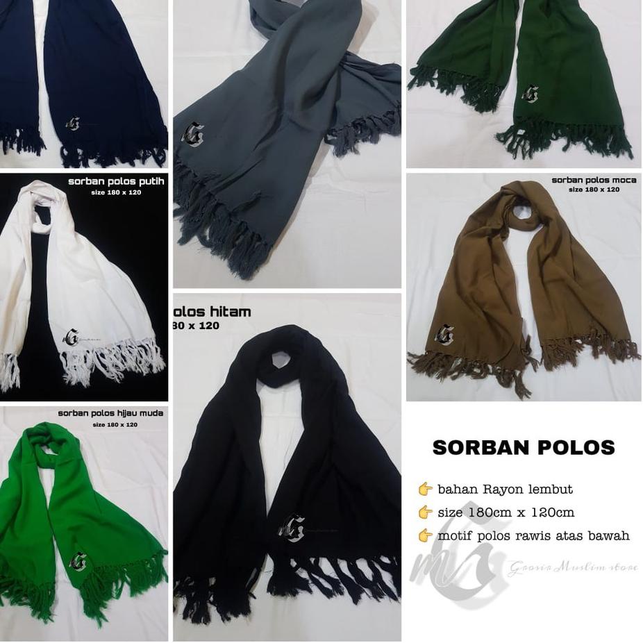 (READY) SORBAN POLOS / SORBAN RIDA POLOS / SORBAN POLOS UKURAN 180X120 / SORBAN POLOS RAWIS