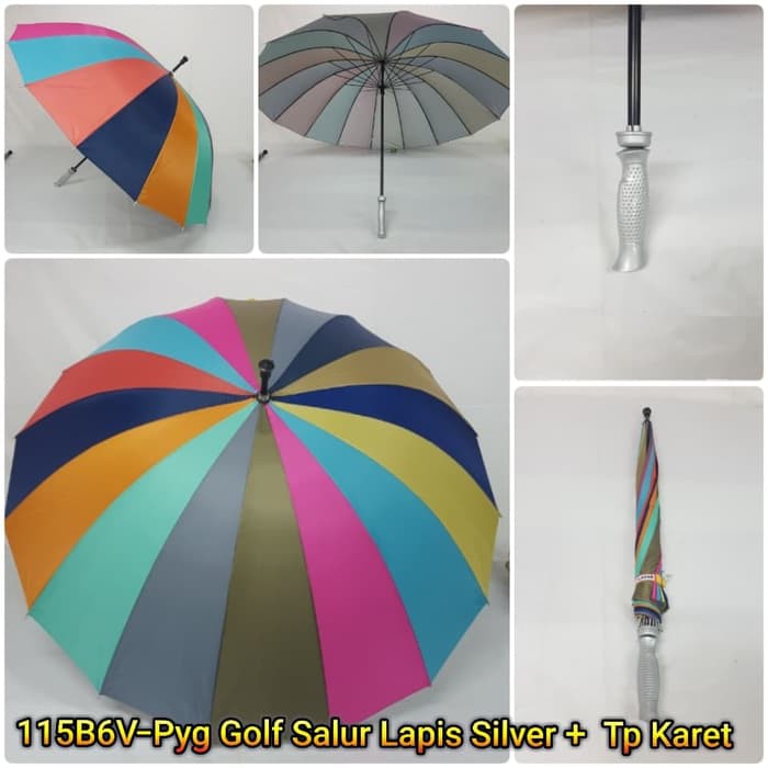 PAYUNG GOLF PELANGI RAINBOW UV 16JARI JUMBO CAP LAYAR