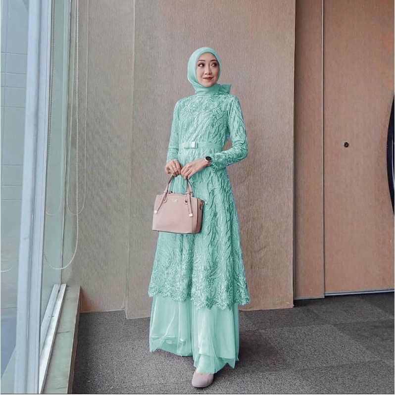 Amina Maxi Dress Terbaru Gamis Tile Mutiara Remaja Dewasa Untuk Pesta Nikahan