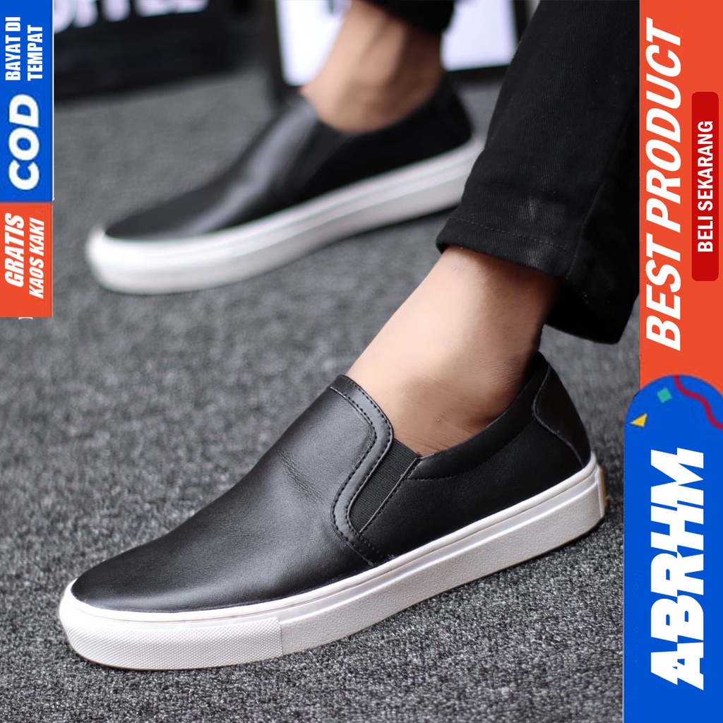 ABRHM MORE Sepatu Kasual Slip On Kulit Asli