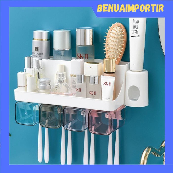 BENUIMPORTIR - Rak Sikat Gigi Dispenser Odol Tempat Penyimpanan Alat Mandi dan Skincare - RADOL