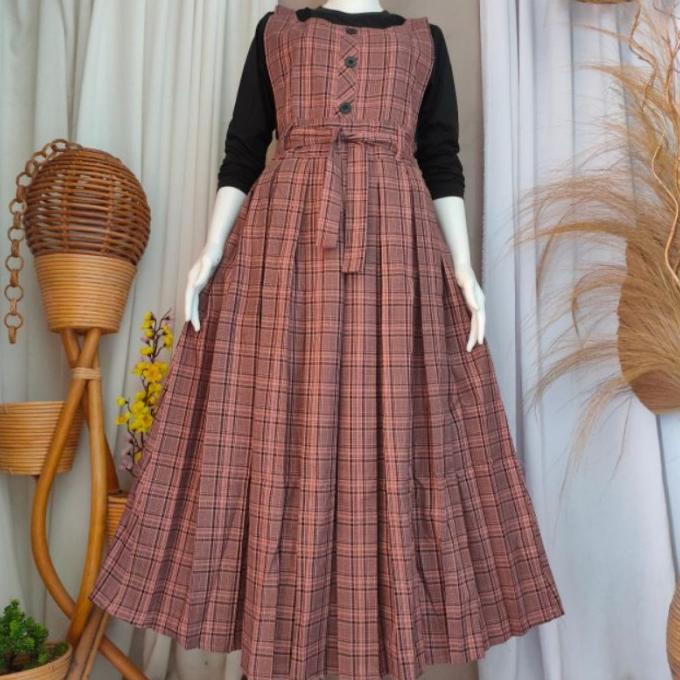 COD Baru GAMIS REMAJA OVERALL MOTIF KOTAK-KOTAK INER LEPAS TERBARU yy