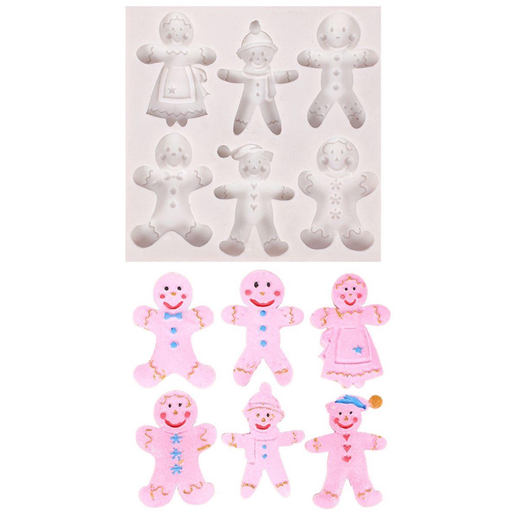 [Elegan] Cetakan Natal Dapur Baking 3D DIY Gingerbread Man Silikon Cetakan Coklat