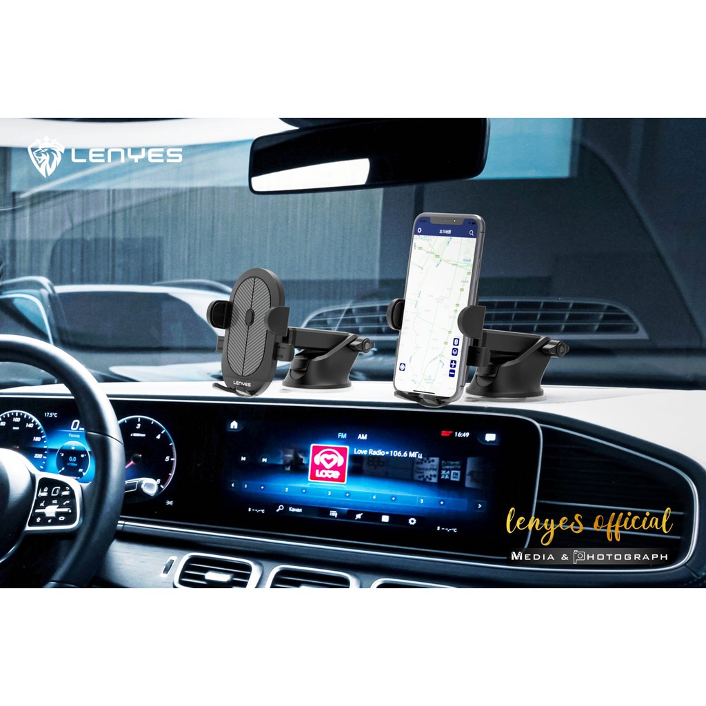 LENYES CR119 CAR Holder Car mount tempel Dasbor atau Kaca Mobil meja Kuat Kokoh penyangga dudukan HP mobil 360 rotasi original