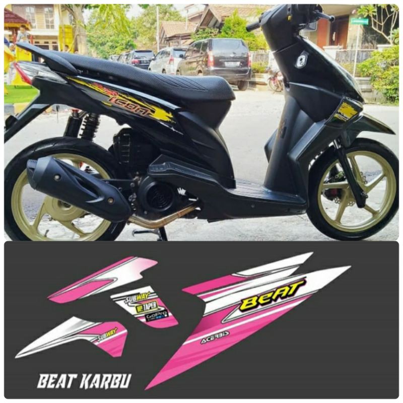striping Beat karbu semiful stiker Honda Beat karbu lama lis body Beat karbu Thailand icon mata