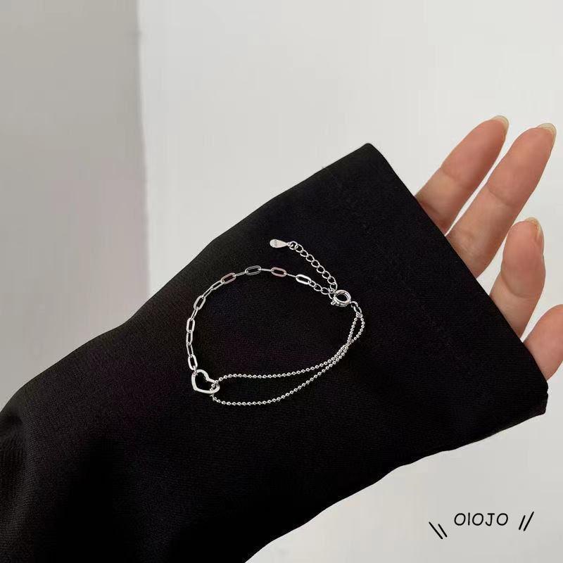 【COD】Gelang Rantai Double layer Bentuk Hati Model Hollow Out Untuk Wanita