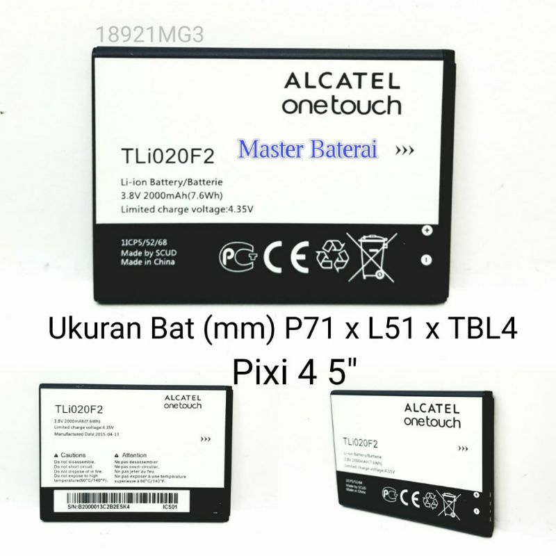 Bateral For Alcatel OneTouch Pixi4 Pixi 4 5inchi Model TLi020F2 ORI