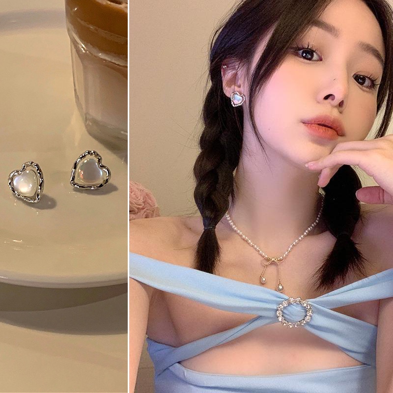 Versi Korea Dari Perak Jarum Zirkon Putih Cahaya Anting Mewah Anting Desain High-end COCOJEWELRY