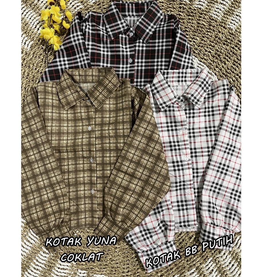 B3li Dong KEMEJA CROP LENGAN PANJANG TARTAN / KEMEJA KOTAK OVERSIZE CROPTY / CROP TARTAN SHIRT / KEM