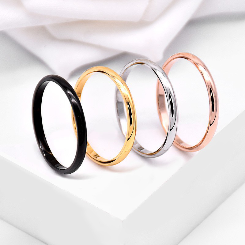 Cincin Titanium Steel Anti Pudar Cincin Couple Rings Korean Style