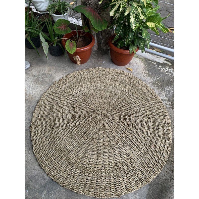Rug Seagrass Karpet Rumput Bulat  Natural polos / Karpet Anyaman Diameter 120 cm Jumbo