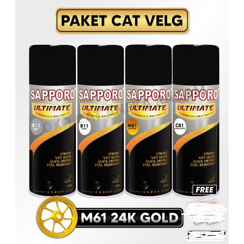 Paket Cat Velg M61 24K Gold Ultimate / Cat Sapporo / Sapporo Ultimate