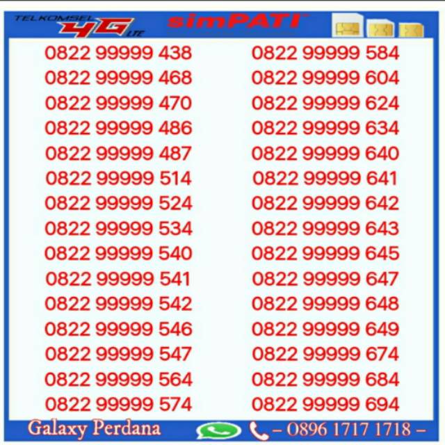 NOMOR CANTIK TELKOMSEL SIMPATI LOOP O822 99999