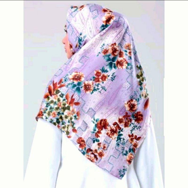 Jilbab Segi Empat Motif Ungu / Purple / Lilac