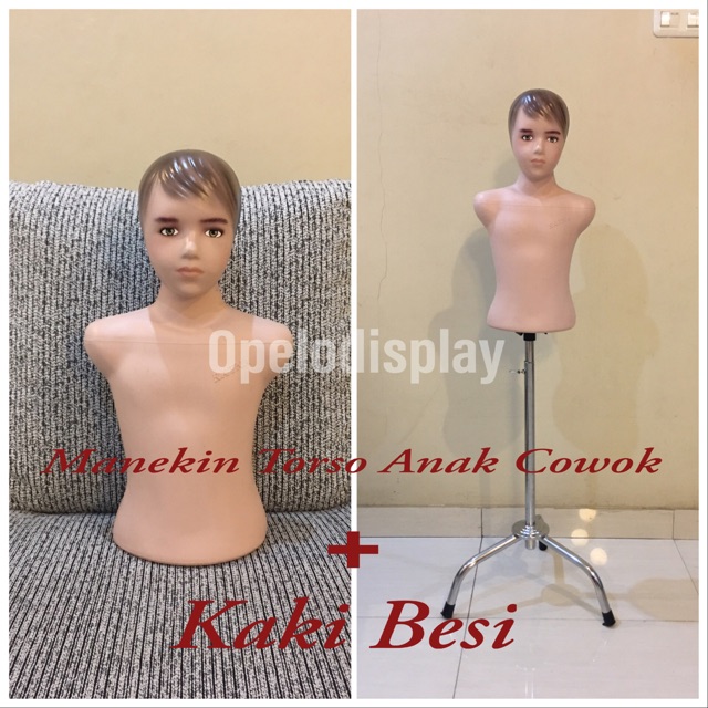 Manekin torso anak rambut laki laki + kaki besi