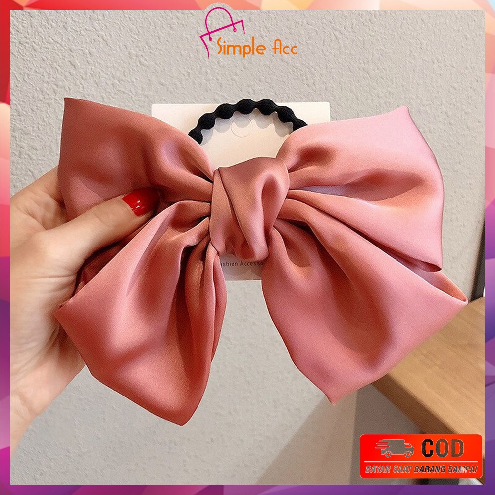 ~COD~DO-C160 Ikat Rambut Pita Besar Kuncir Rambut Hairband Aksesoris Wanita Kunciran Rambut Korea-PITA PINK TUA