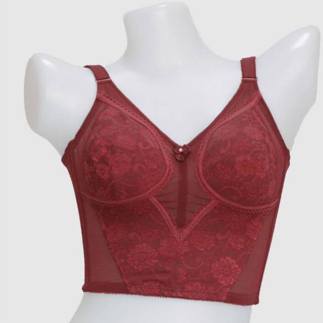 PROMO - FIORI Long Bra VIO marun| Longbra Tanpa Kawat Tanpa Busa | Kait 7 | Bra Stagen
