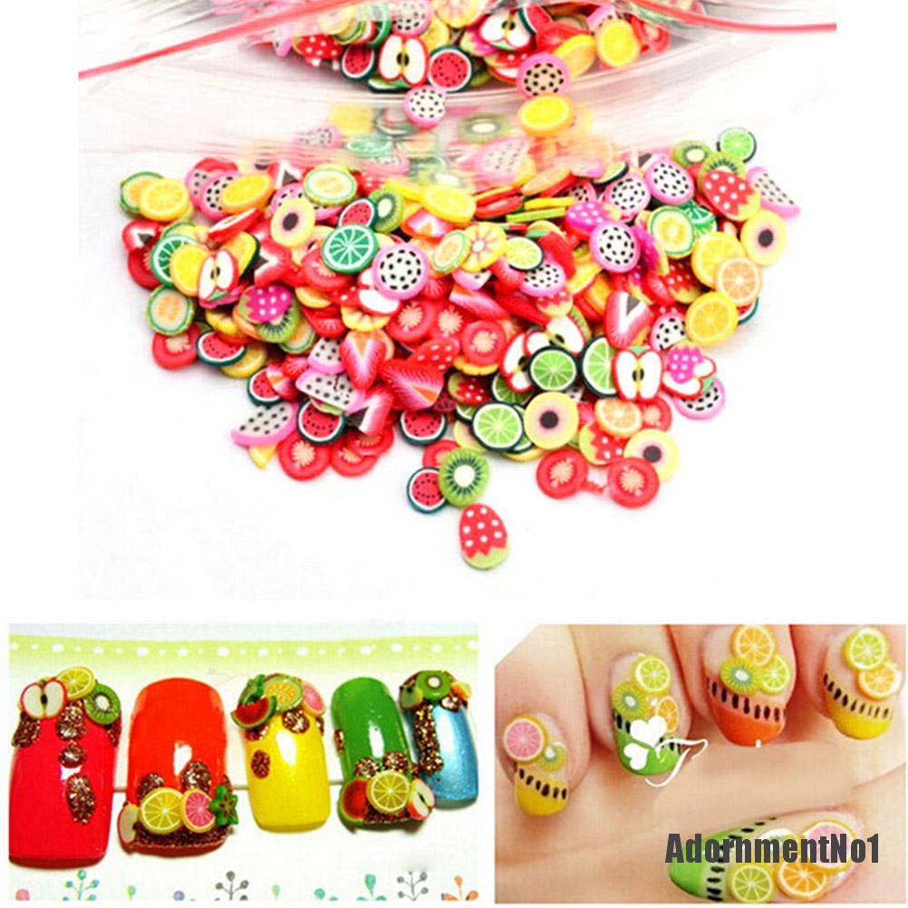 (Adornmentno1) 1000pcs / Set Stiker Polymer Clay 3d Untuk Dekorasi Nail Art / Manicure