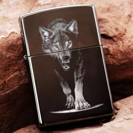 ZIPPO BLACK ICE WOLF GRADE ORI FREE BOX