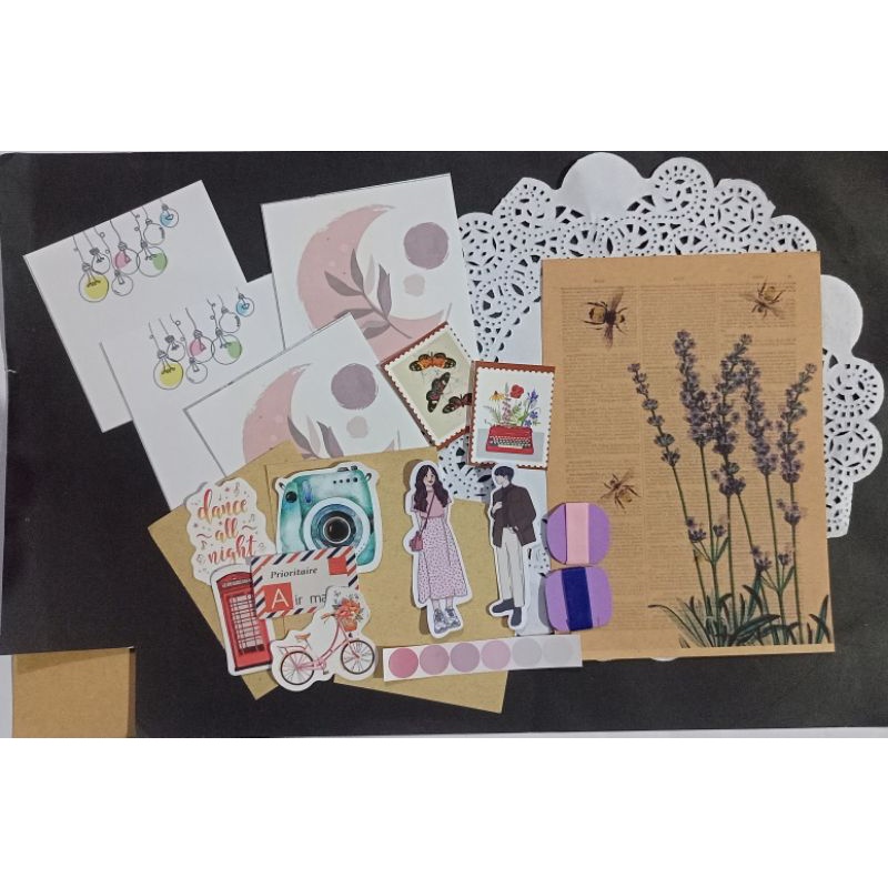 

kit scrapbook/paket journal 21 item/basic paper/kraft paper/stiker/washitape/ aesthetic / vintage