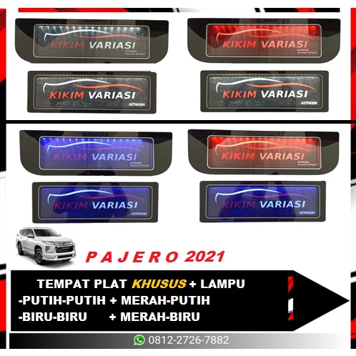 TEMPAT PLAT KHUSUS PAJERO 2021 + LAMPU (BIRU &amp; PUTIH)