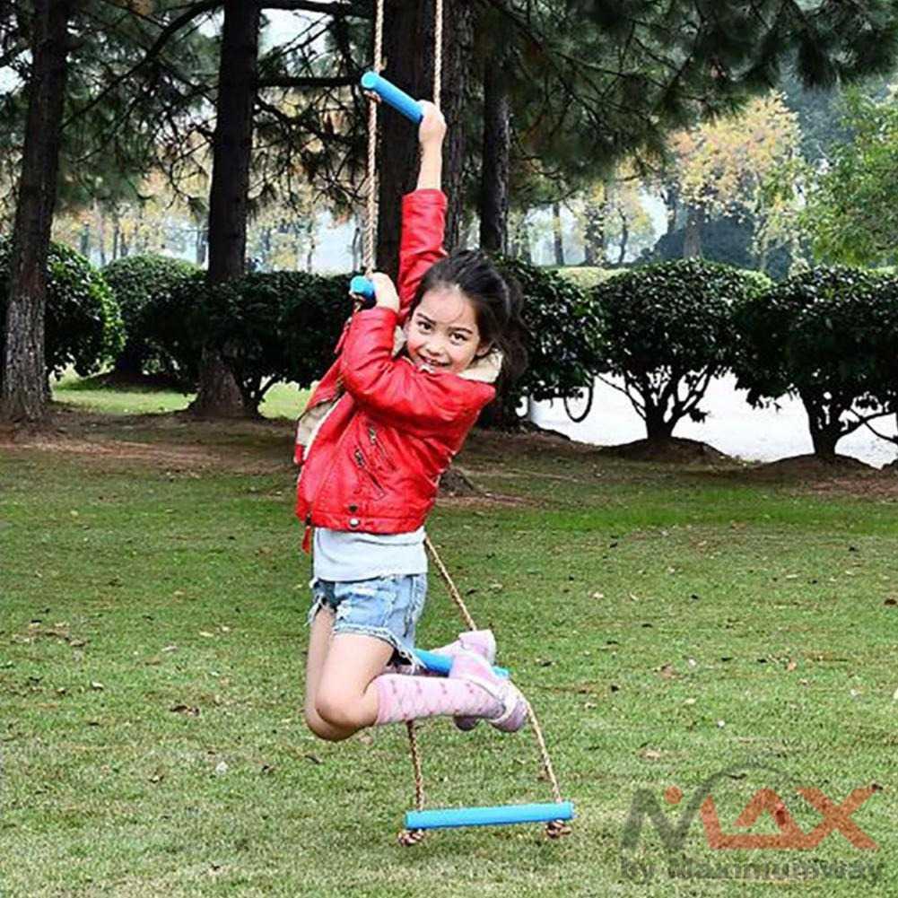 Mainan Anak TK tangga Outdoor olahraga ayunan tali Mainan Anak Tangga Gym &amp; Playmats COOLPLAY Mainan Panjat Tangga Anak Climbing Ladder Playground Children's Fitness Toy Wooden Rope Ladder 6 Rungs Climbing Game Toy Kids Outdoor Training Activity Safe