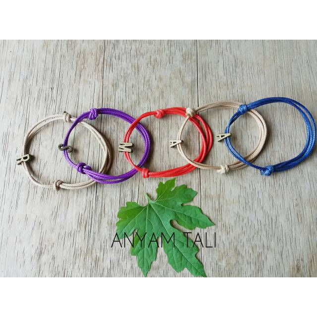  Gelang  Tali  Inisial 2 Layers Gelang  Couple  Shopee 