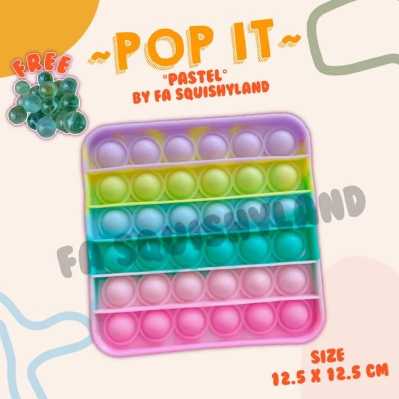 (FREE KELERENG) POP IT RAINBOW MURAH POP IT RAINBOW-Kotak pastel