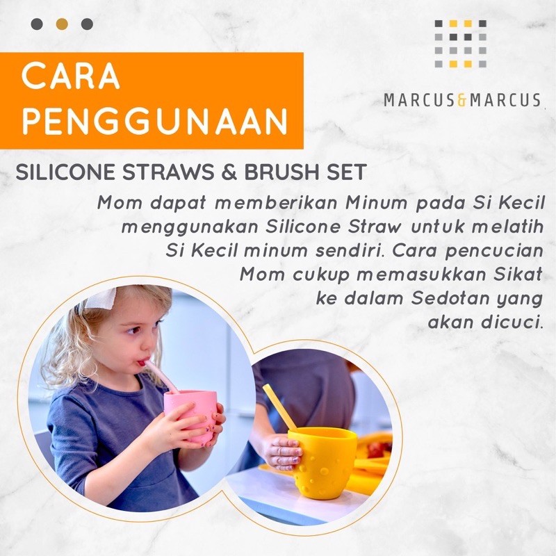 Marcus &amp; Marcus Silicone Straw &amp; Brush Set /sedotan