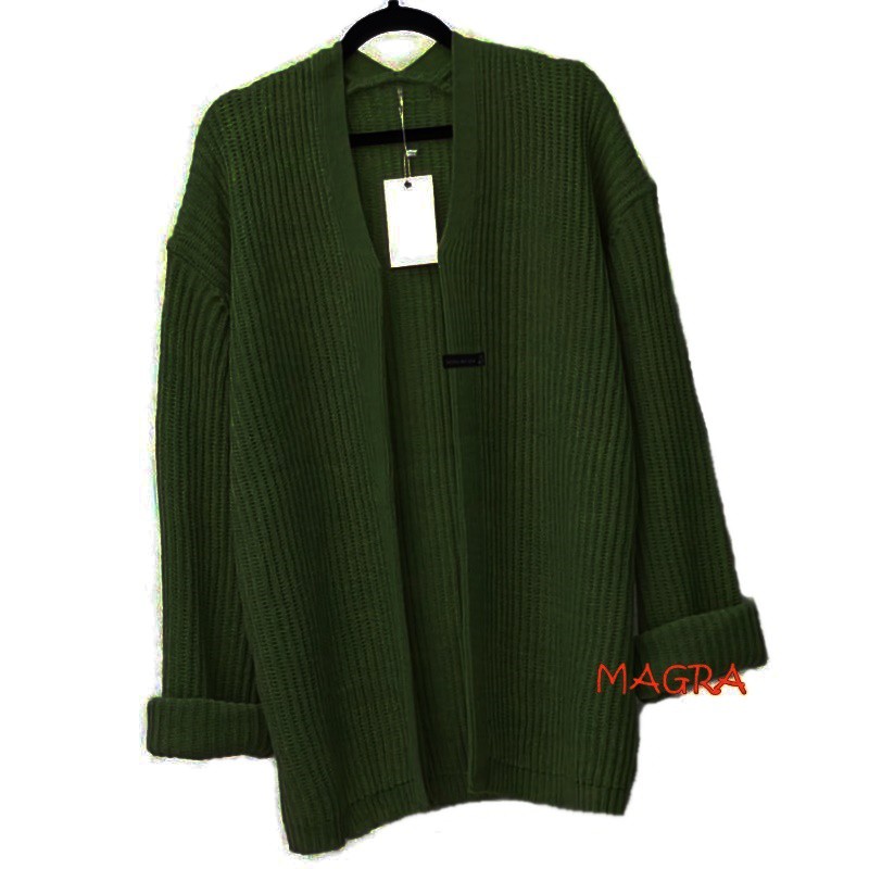 Cardigan Rajut Premium Lembut Magra all size fit to XL-HIjau Army